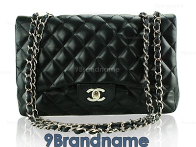 Chanel Classic 12 Jumbo Black Lamb SHW - Used Authentic Bag