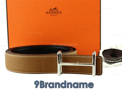 Hermes Belt 90 Leather Togo Gold Brown With Black Colors