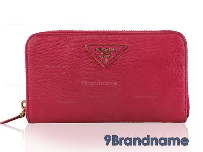 Prada 1M0506 Saffiano Triang Peonia Wallet Zippy - Used Authentic