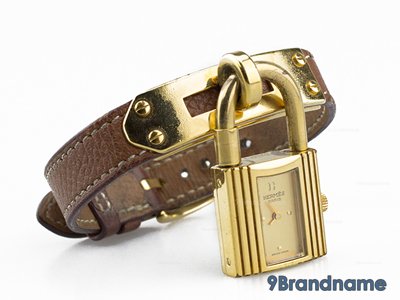 Hermes Kelly Ladies Wristwatch Brown Leather - Used Authentic  นาฬิกาแอร์เมสเคลลี่ สุภาพสตรีสีน้ำตาลหนังแท้อะไหล่สีทอง ของแท้มืองสองสภาพดีค่ะ