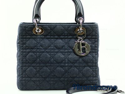 Christian Dior Lady Dior 10 Denim SHW - Used Authentic Bag