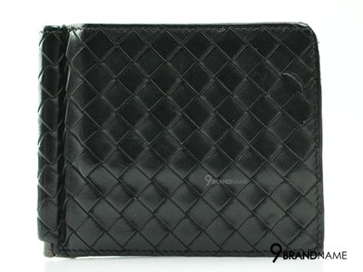 Bottega Veneta Money Clip Black Calfskin - Used Authentic Bag   กระเป๋าสตางค์สั้น โบททีก่าวีนีทา แบบหนีบธนบัตร หนังวัวแท้สีดำ ของแท้มือสองสภาพดีค่ะ