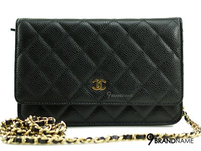 Chanel Wallet On Chain WOC Cavier Black GHW - Authentic Bag กระเป๋าสตางค์ชาแนลมีสายสะพายยาวโซ่หนังวัวสีดำ ของแท้สภาพดีค่ะ