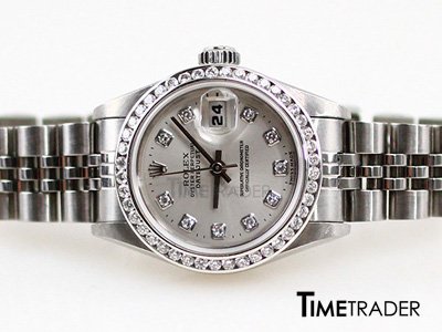 Rolex Datejust Silver Jubilee Steel Lady Size นาฬิกาโรเล็กซ์ หน้าเงินหลักเพชรขอบเพชร สายเหล็กจูบีลี่โปร่ง ขายนาฬิกาโรเล็กซืของแท้มือสอง สภาพดีค่ะ