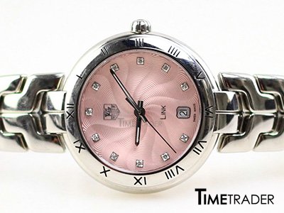 Tag Heuer New Link Pink Dial Steel Boy Size นาฬิกาแท็กฮอย์เออร์ นิวลิ้ง หน้าปัดสีชมพูทรงกลมหลักเพชรบอกวันที่ สายเหล็ก ขายนาฬิกาแท็กมือสอง สภาพดีค่ะ
