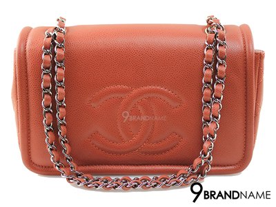 Chanel Flap Bag Caviar Orange SHW - Used Authentic Bag กระเป๋าชาแนล สะพายไหล่สายโซ่สีเงินหนังคาเวียสีส้มอิฐ ขายประเป๋าชาแนลของแท้ มือสองสภาพดีค่ะ