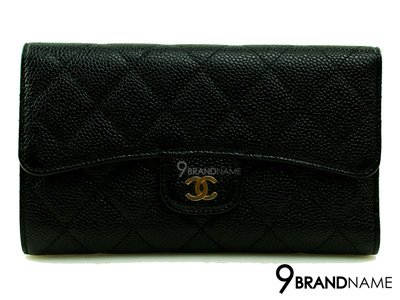 Chanel Wallet Black Caviar Tri-Fold GHW - Used Authentic Bag - 9brandname