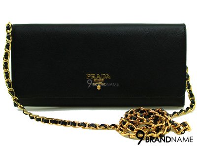 Prada Saffiano Wallet on chain Black color