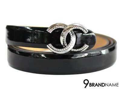 Chanel Belt Size 85 Black Patent SHW