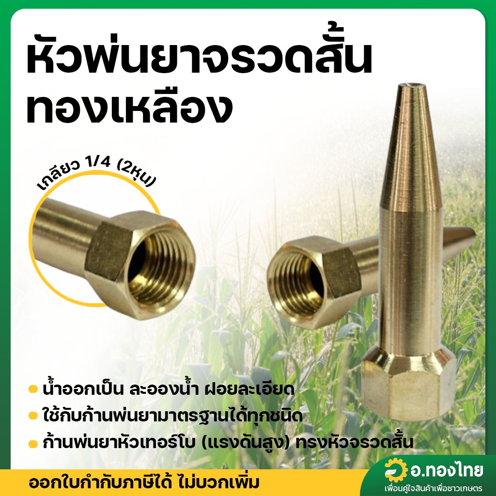หัวพ่นยาทองเหลือง หัวจรวด (สั้น) เกลียวใน ขนาด 2 หุน (1/4”)
