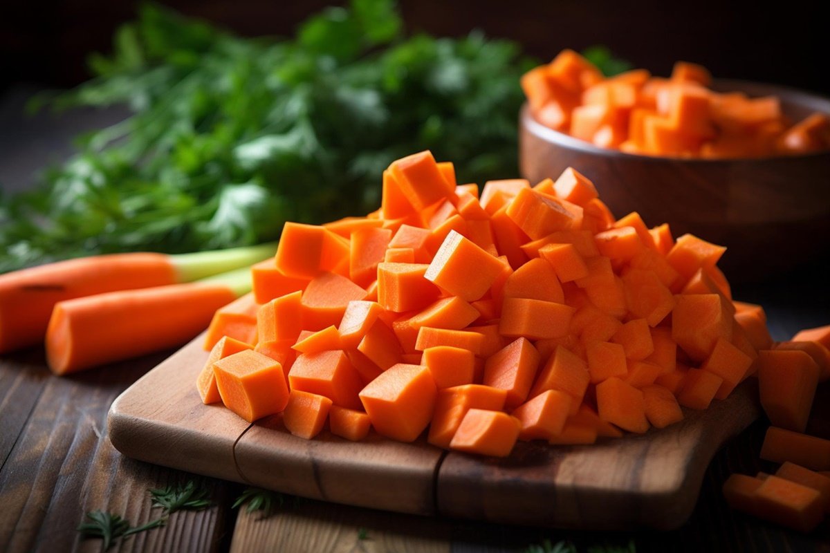 แครอทหั่นเต๋า ตัวช่วยเสริมคุณค่าให้อาหาร แครอทหั่นเต๋า ตัวช่วยเสริมคุณค่าให้อาหาร