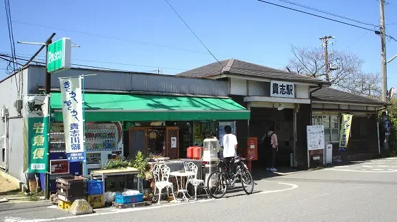 บรรยากาศภายนอกของสถานีรถไฟ Kishi Station เมืองคิโนกาวะ จังหวัดวากายามะ ประเทศญี่ปุ่น ปี 2007 ก่อนรีโนเวท