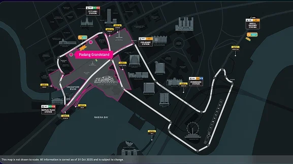 แผนผังจุดจอดรถและที่ตั้งโซน Padang Grandstand ภายในสนาม F1 สิงคโปร์ Zone 4