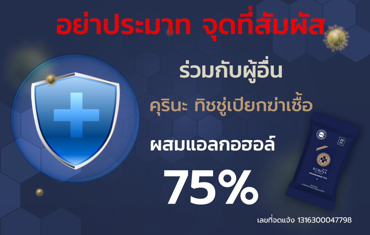 คุรินะ ทิชชู่เปียกฆ่าเชื้อผสมแอลกอฮอล์75%