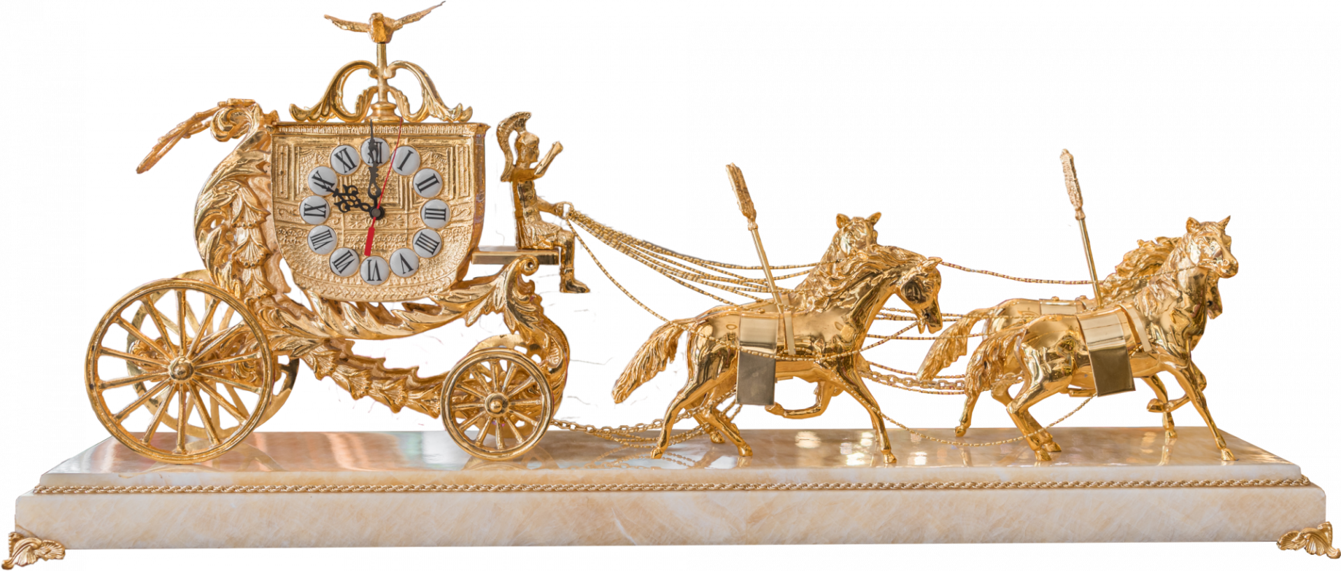 Luxury Four Horse-drawn Carriage Table Clock