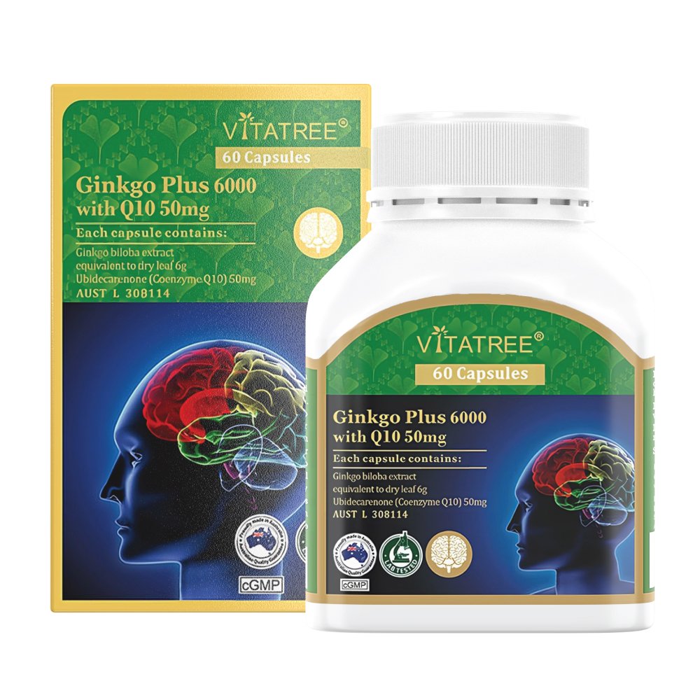 Vitatree Ginkgo Plus 6000 with Q10 50mg 60 Capsules vitatree