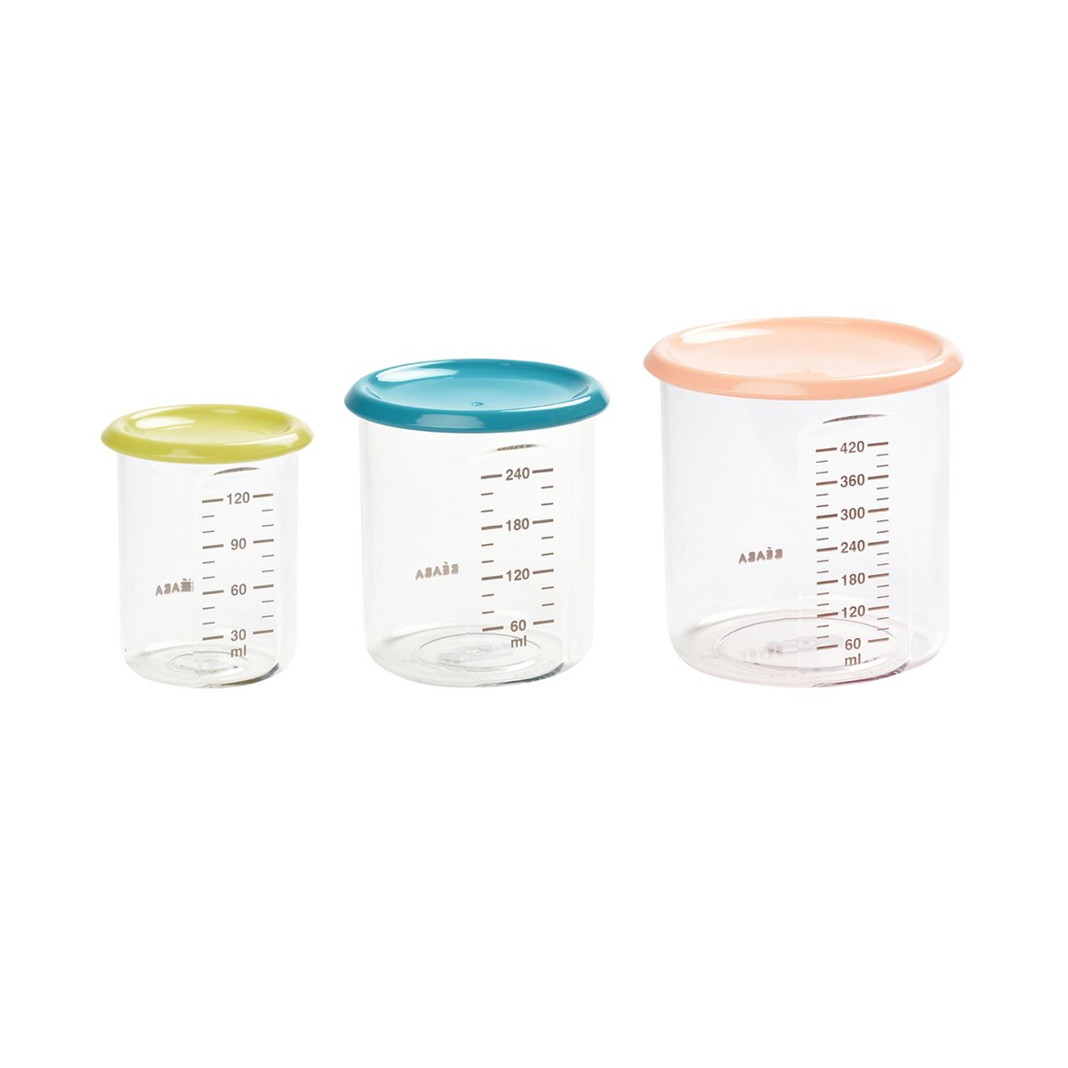 Set of 3 conservation jars (1 baby / 1 maxi / 1 maxi +) (assorted colors BLUE/NEON/NUDE)
