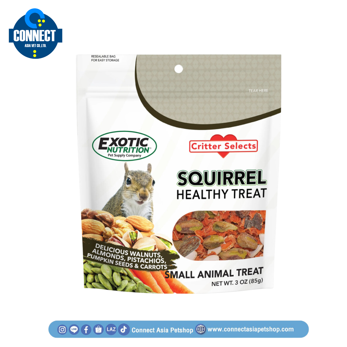 Exotic Nutrition - Squirrel Healthy Treat สเคอเรลเฮลท์ตี้ทรีท / อาหารเสริมสำหรับลอนขนาด 85 กรัม