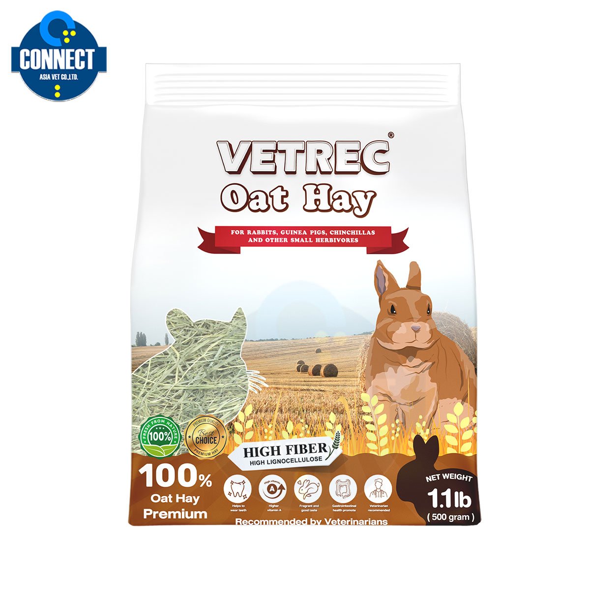 หญ้าโอ๊ต VETREC 500 กรัม คุณภาพที่ดีที่สุด สำหรับกระต่ายและสัตว์กินพืชขนาดเล็ก ขนาด 500 กรัม สินค้าพร้อมส่ง