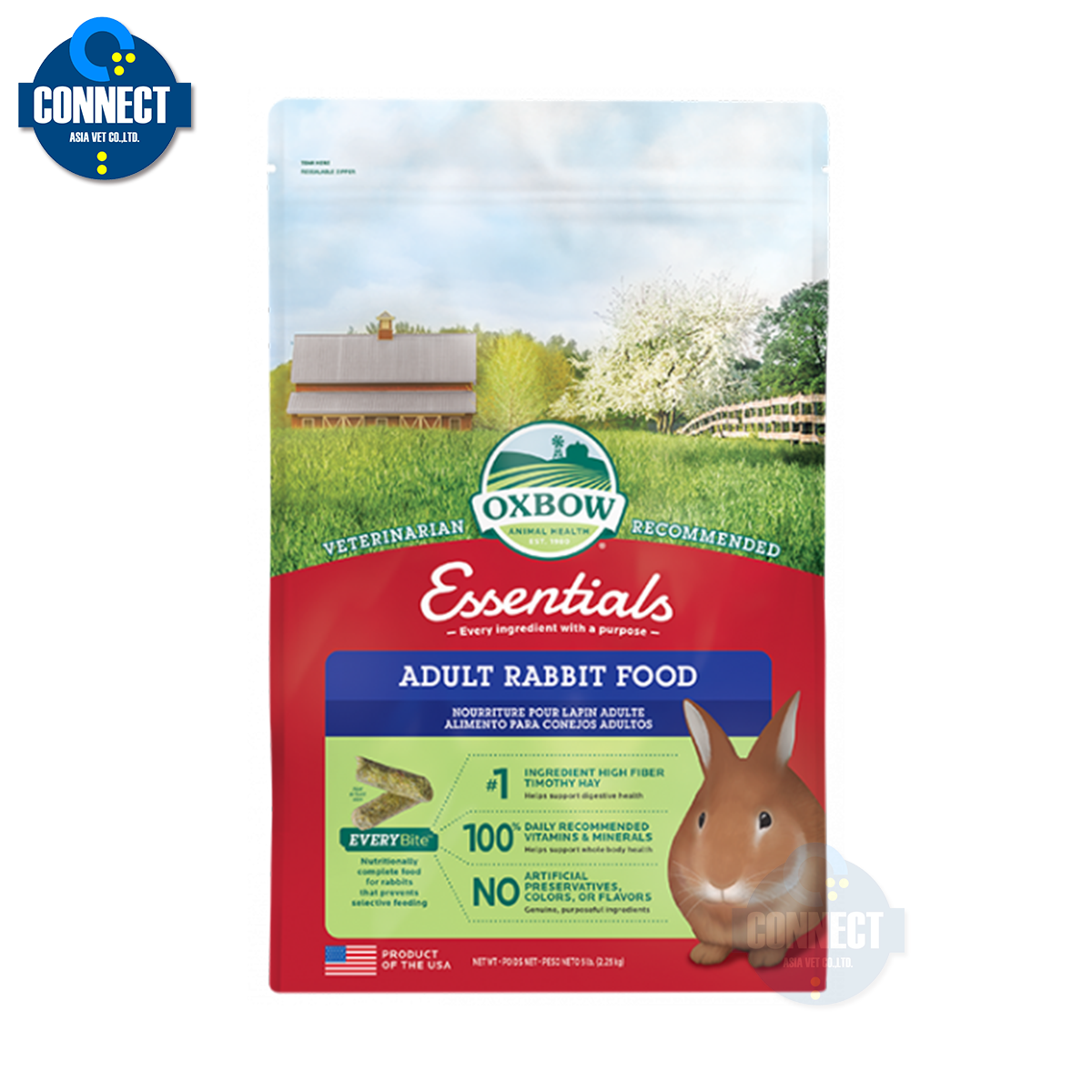 Oxbow - Essentials – Adult Rabbit Food ขนาดถุง ( 2.3 กิโลกรัม , 4.5 กิโลกรัม , 11.3 กิโลกรัม )