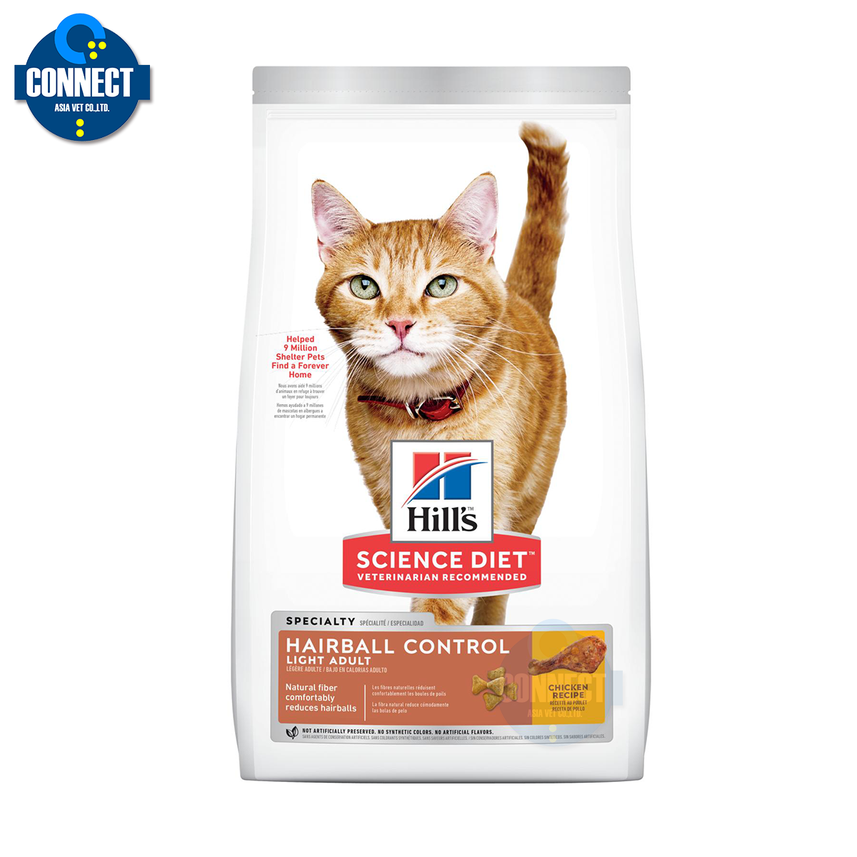 Hill's® Science Diet® Adult Hairball Control Light Cat Food - ขนาดถุง 3.2 กิโลกรัม.