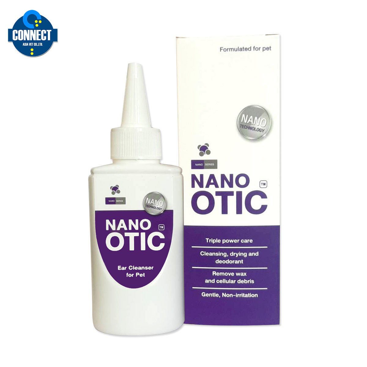 Nano Otic ผลิตภัณฑ์ทำความสะอาดหู สำหรับสุนัขและแมว อ่อนโยน ไม่อับชื้น 120 ml.