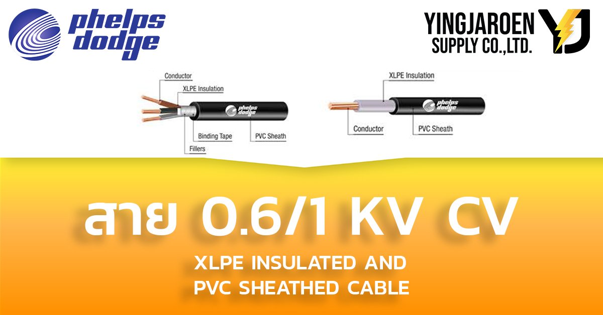 สายไฟ Kv Cv 0.6/1 Phelps Dodge เฟ้ลป์ส ดอดจ์ (Xlpe Insulated And Pvc  Sheathed Cable) - Yj-Supply