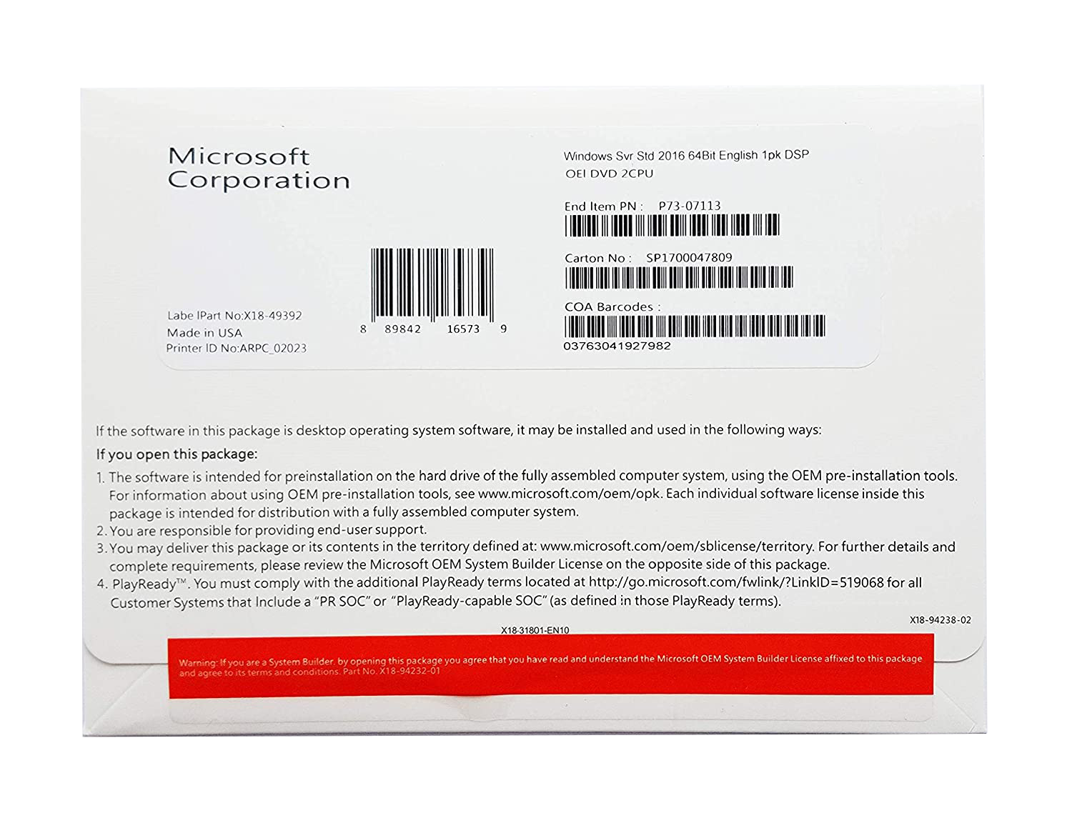 Microsoft Windows Server Standard 2019 (Free 5 Cals)