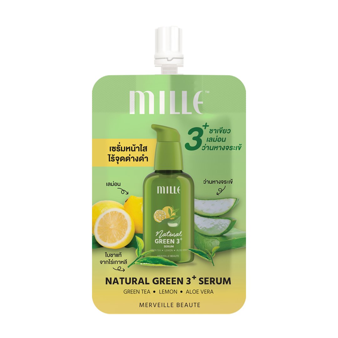 MILLE เซรั่มชาเขียว NATURAL GREEN 3+ SERUM 6G.