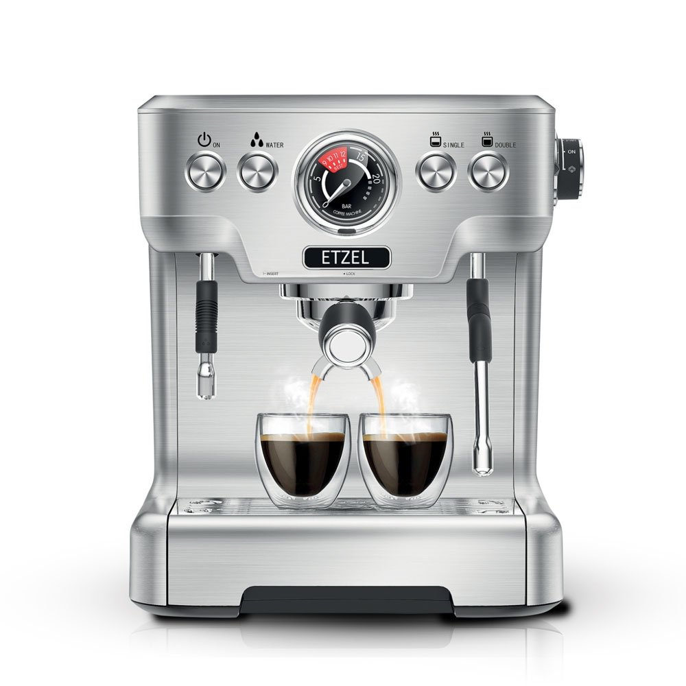 ส่งฟรี!! เครื่องชงกาแฟ Etzel รุ่น Sn6570 แรงดัน 20 บาร์ สำหรับเปิดร้าน  Etzel Commercial Coffee Maker Espresso Sn6570 - Etzelofficial