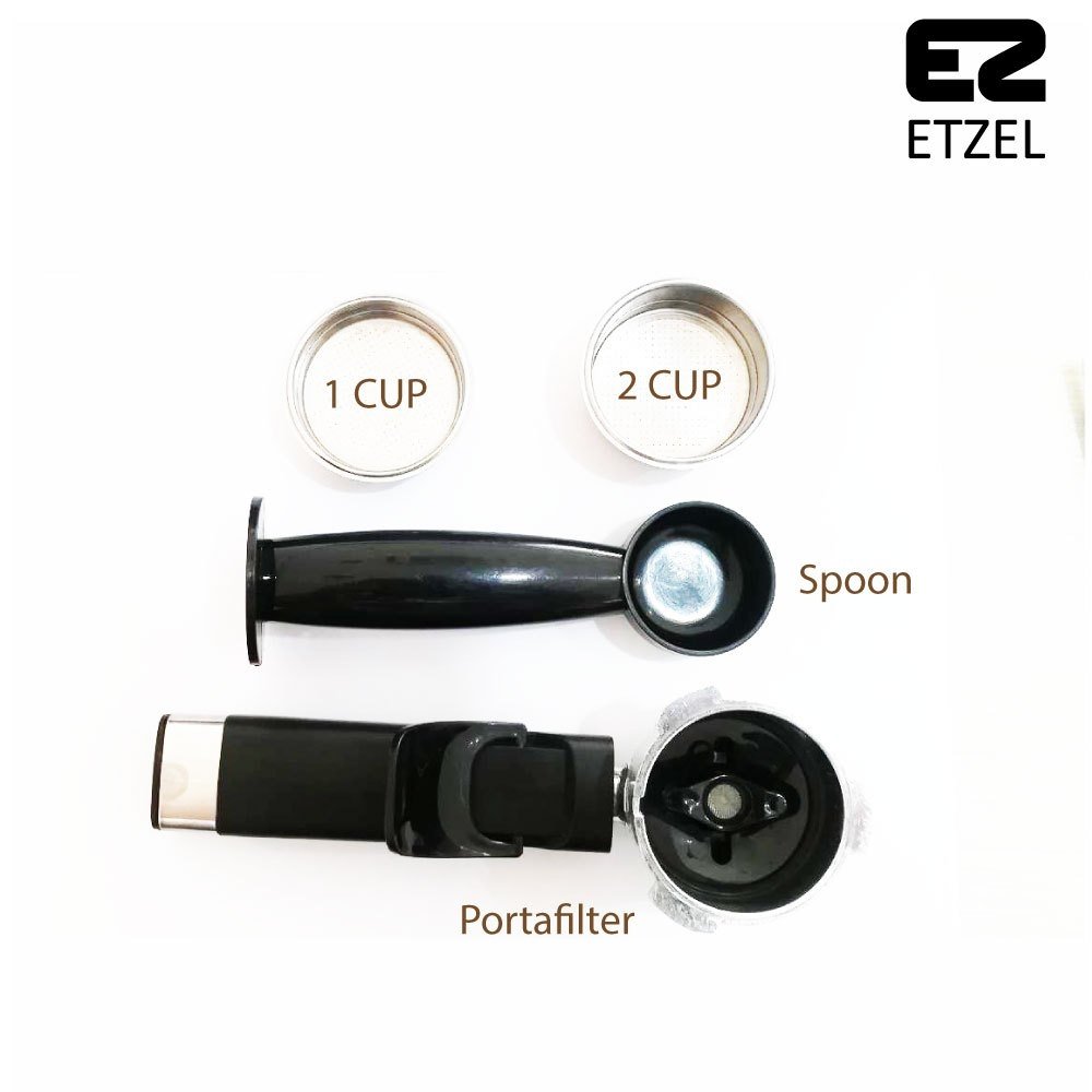 ชุดอุปกรณ์ ก้านชงกาแฟ ฟิลเตอร์ 1 - 2 cup ช้อนตักและกดกาแฟ อุปกรณ์ตรงรุ่น เครื่องชงกาแฟ  ETZEL SN203