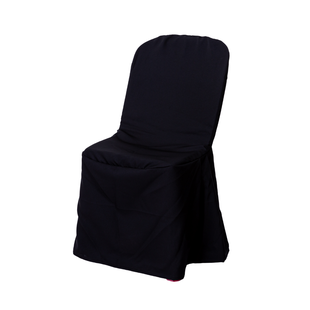 เก้าอี้พลาสติกคลุมผ้าสีดำ