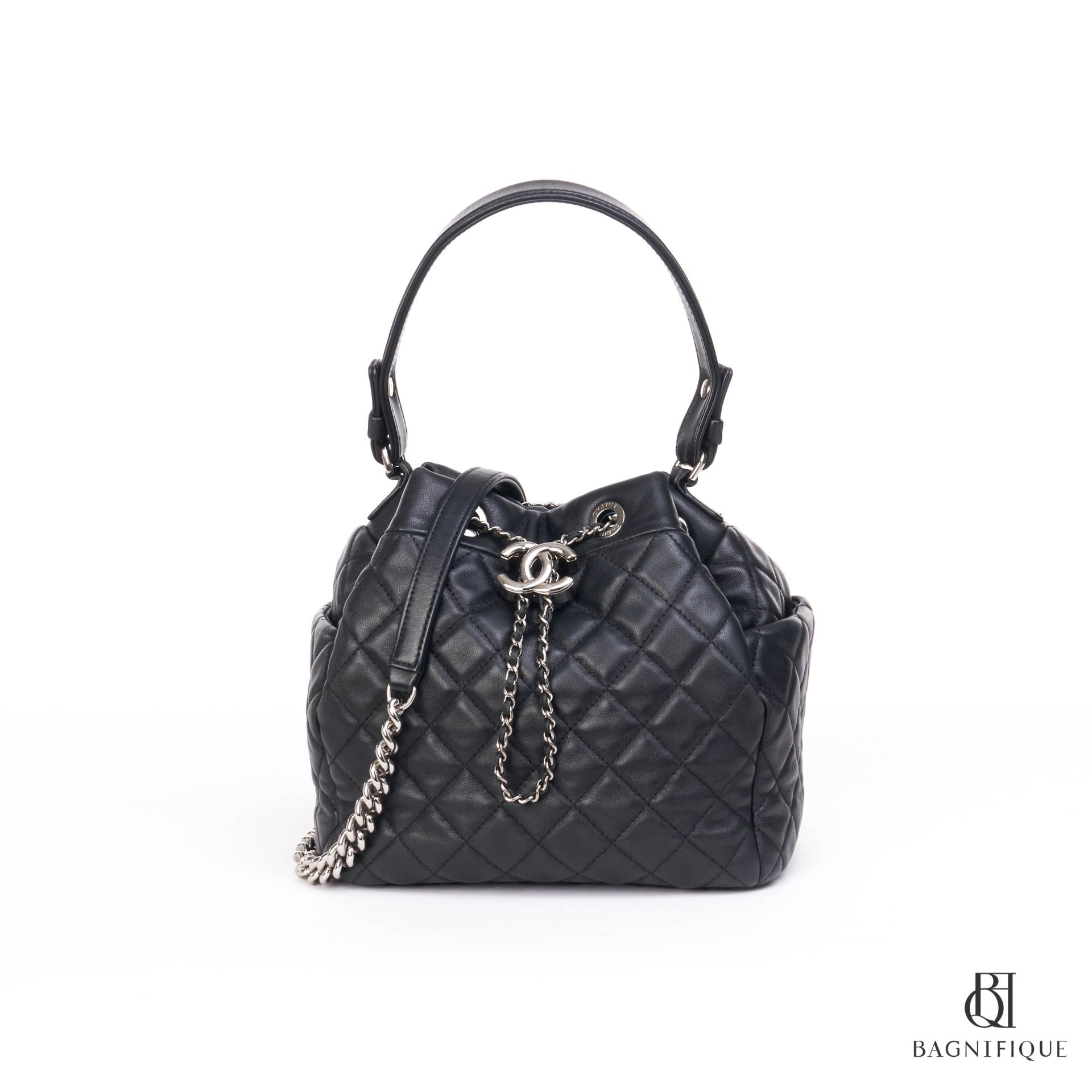 CHANEL GABRIELLE BACKPACK SMALL BLACK CALF SGHW - bagnifiquethailand