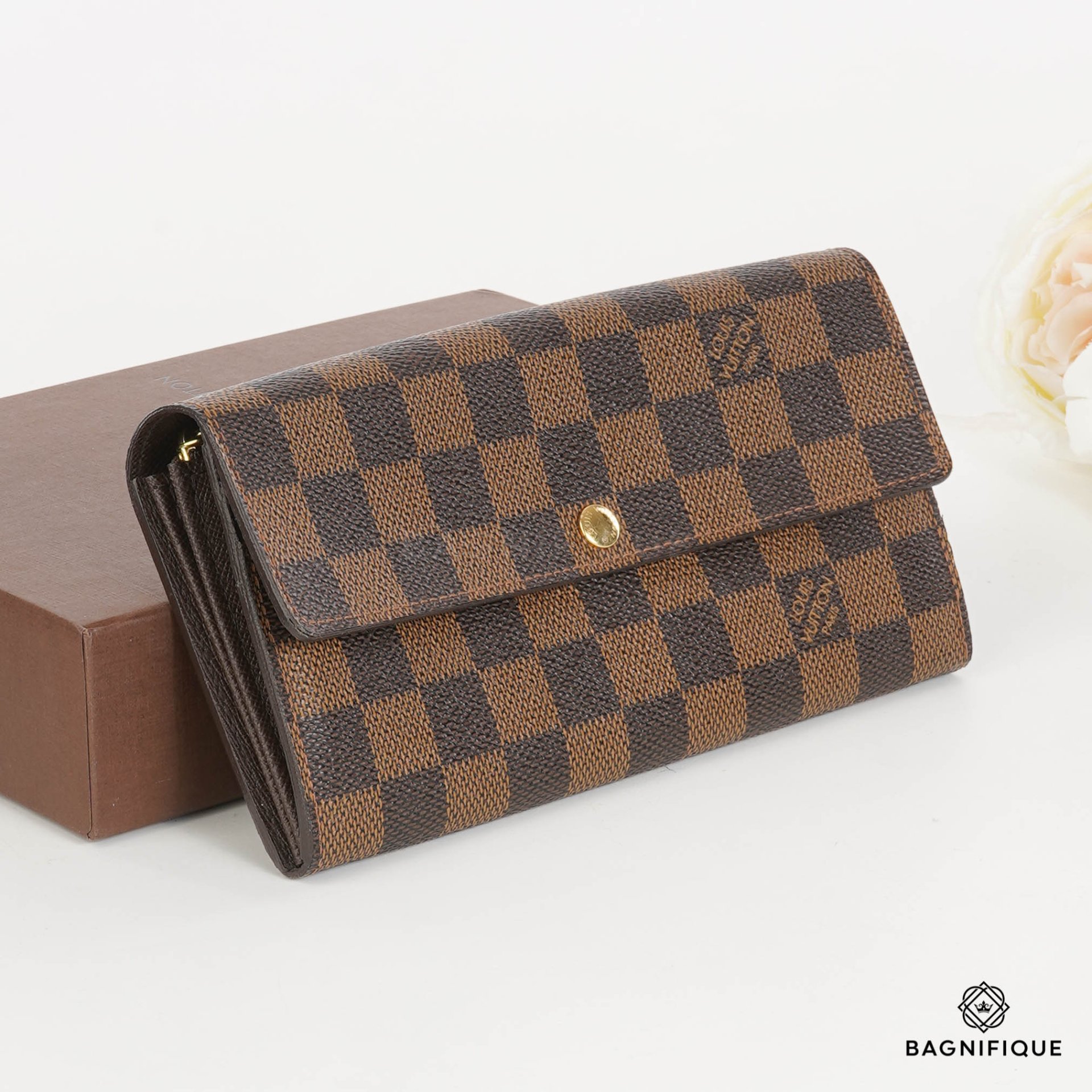 Louis Vuitton Sarah Wallet Damier Ebene Canvas GHW