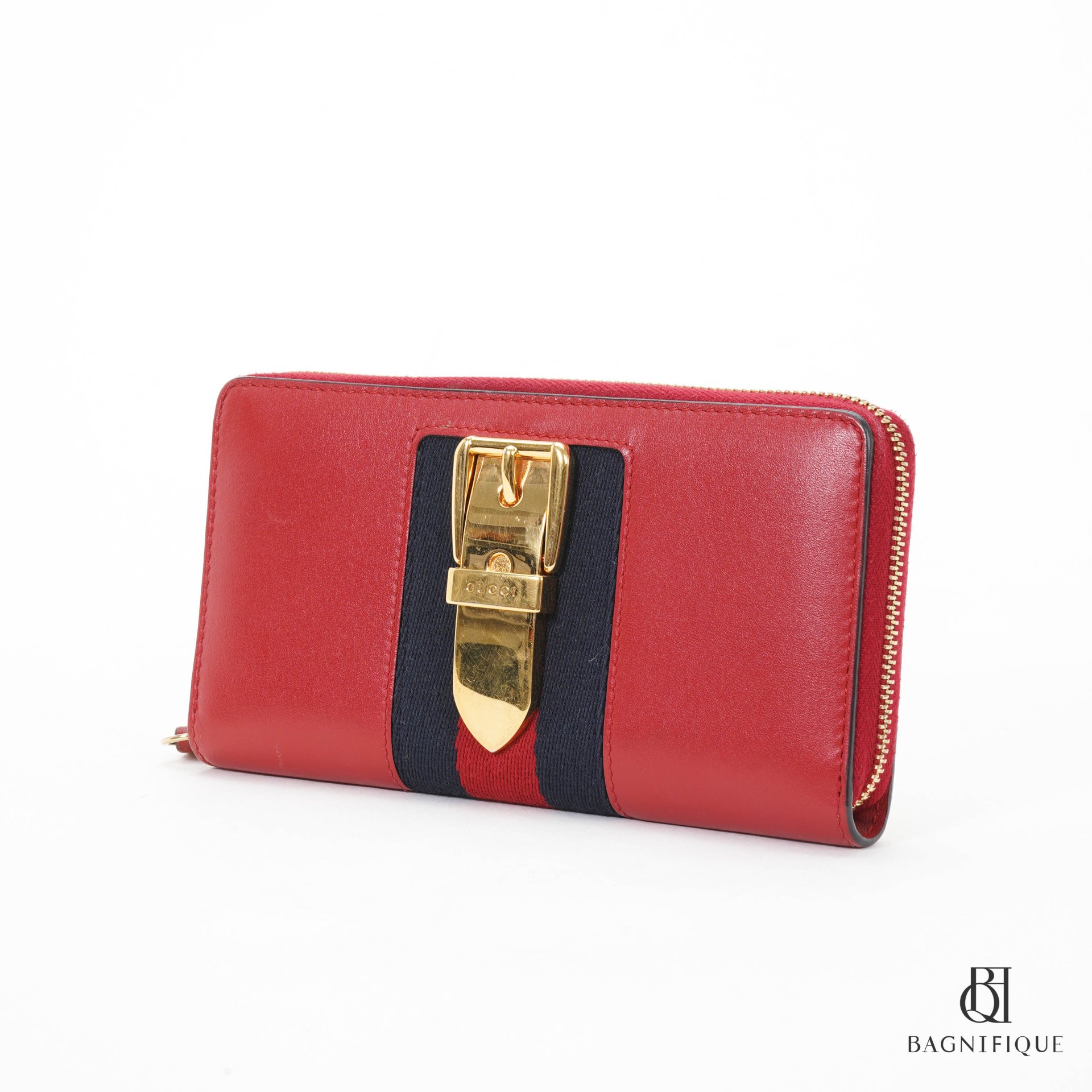 GUCCI SYLVIA WALLET LONG RED CALF GHW bagnifiquethailand