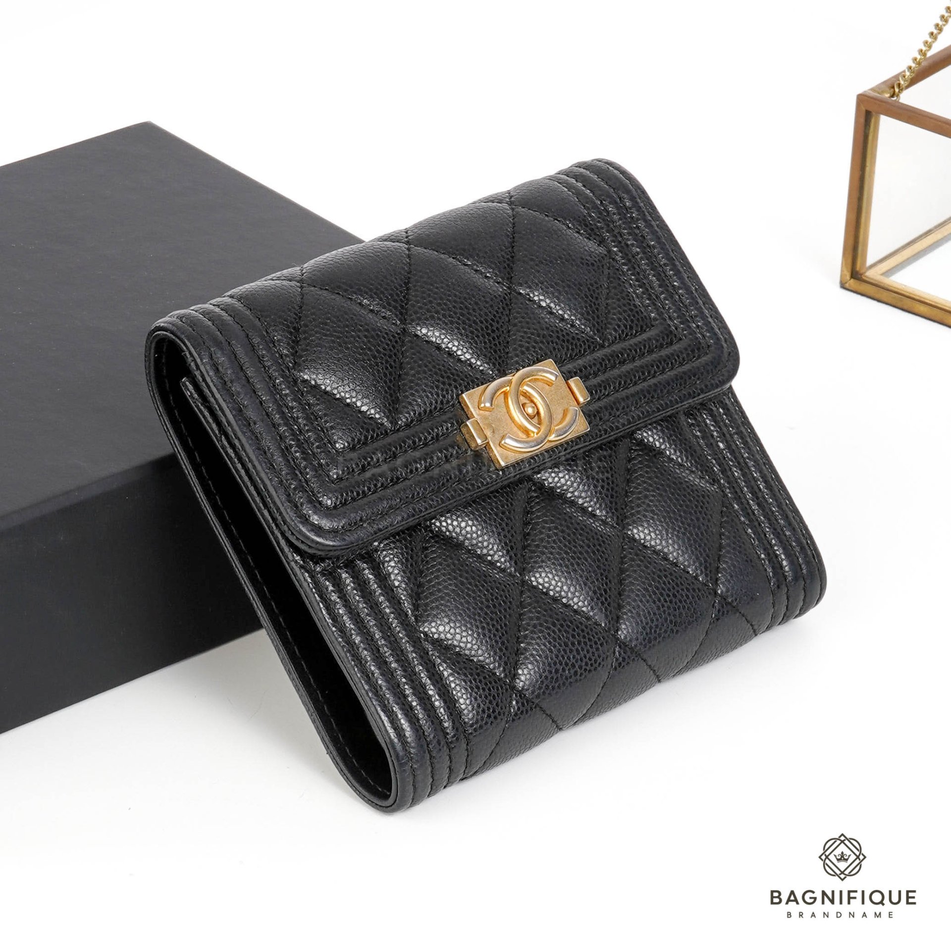 Chanel - Chanel Boy Flap Tri-Fold Caviar Wallet