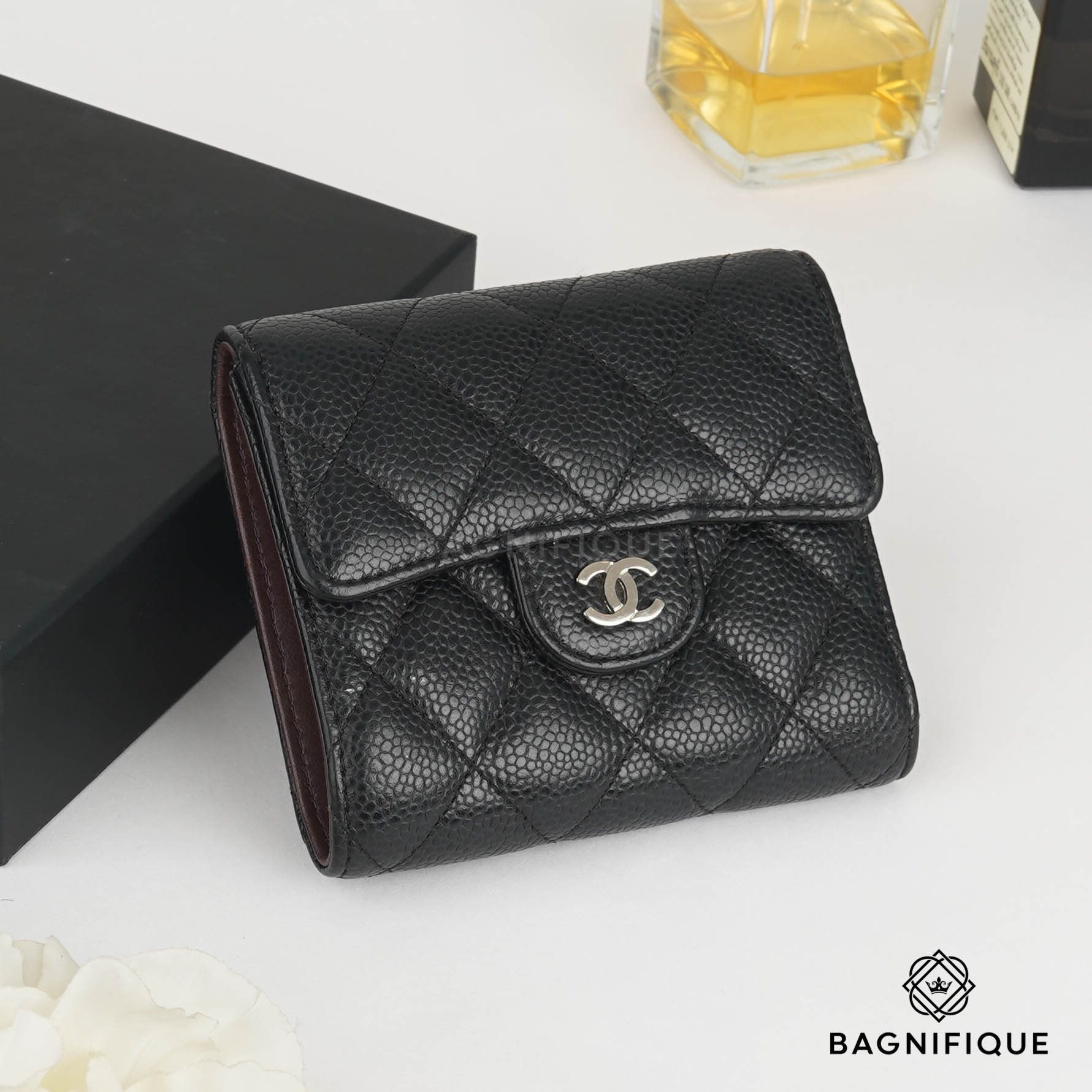 Chanel tri fold caviar wallet Luxury Bags  Wallets on Carousell