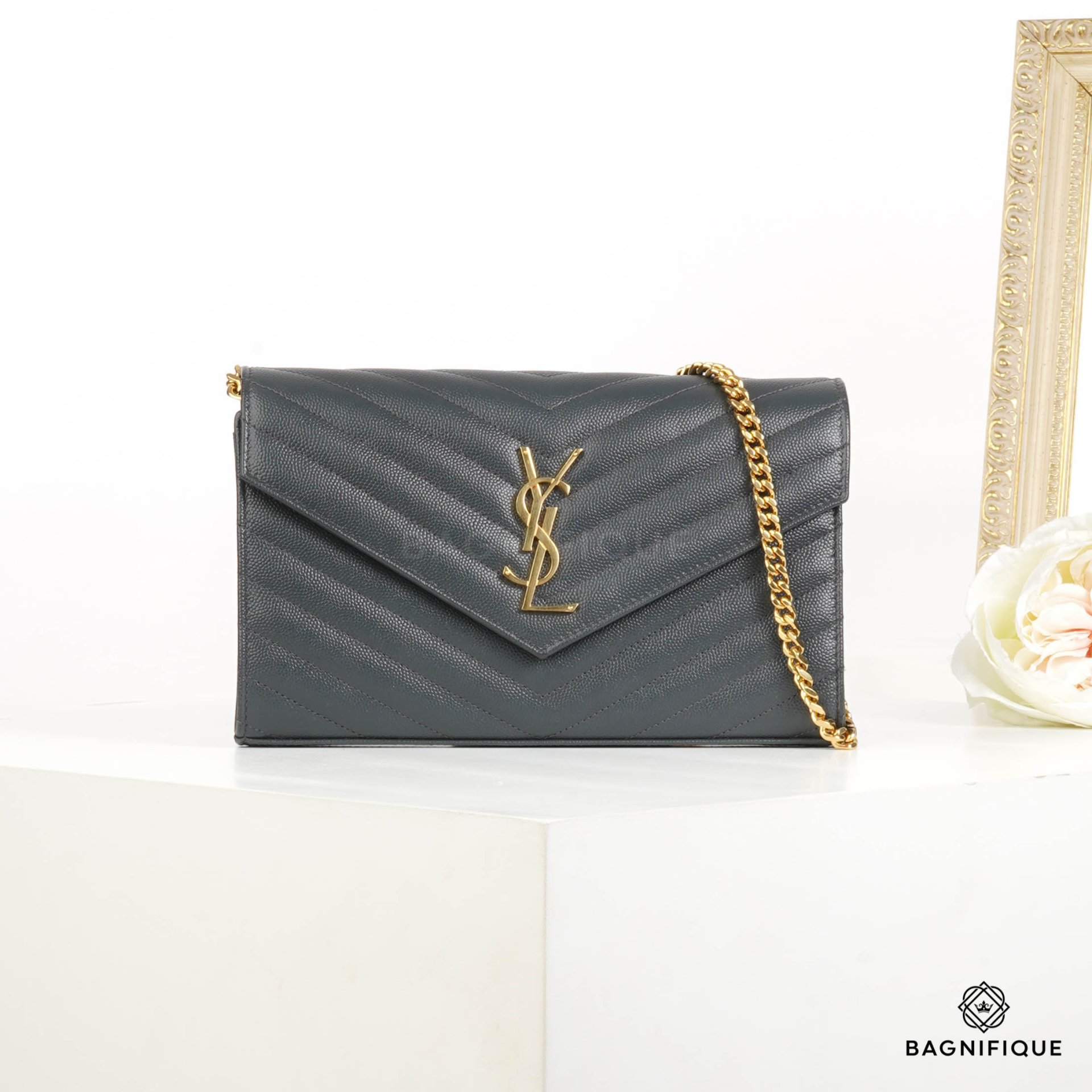 YSL WOC 9_ GREY CHEVRON GHW - bagnifiquethailand