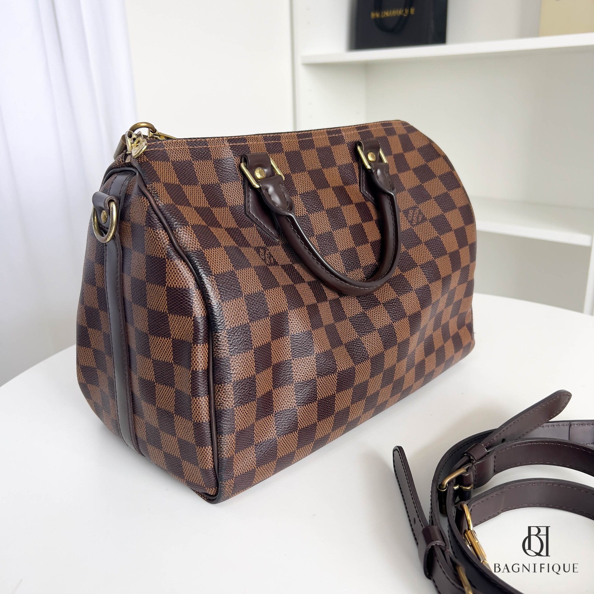 Speedy 30 Damier Azur Canvas GHW