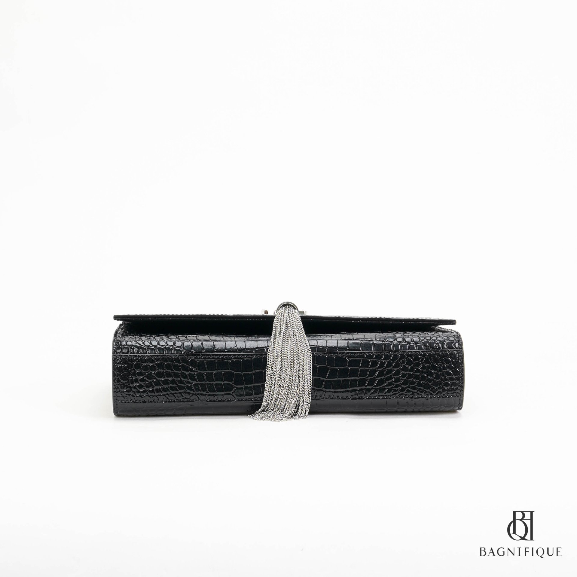 YSL KATE SMALL BLACK CROC EMBOSSED GHW - bagnifiquethailand