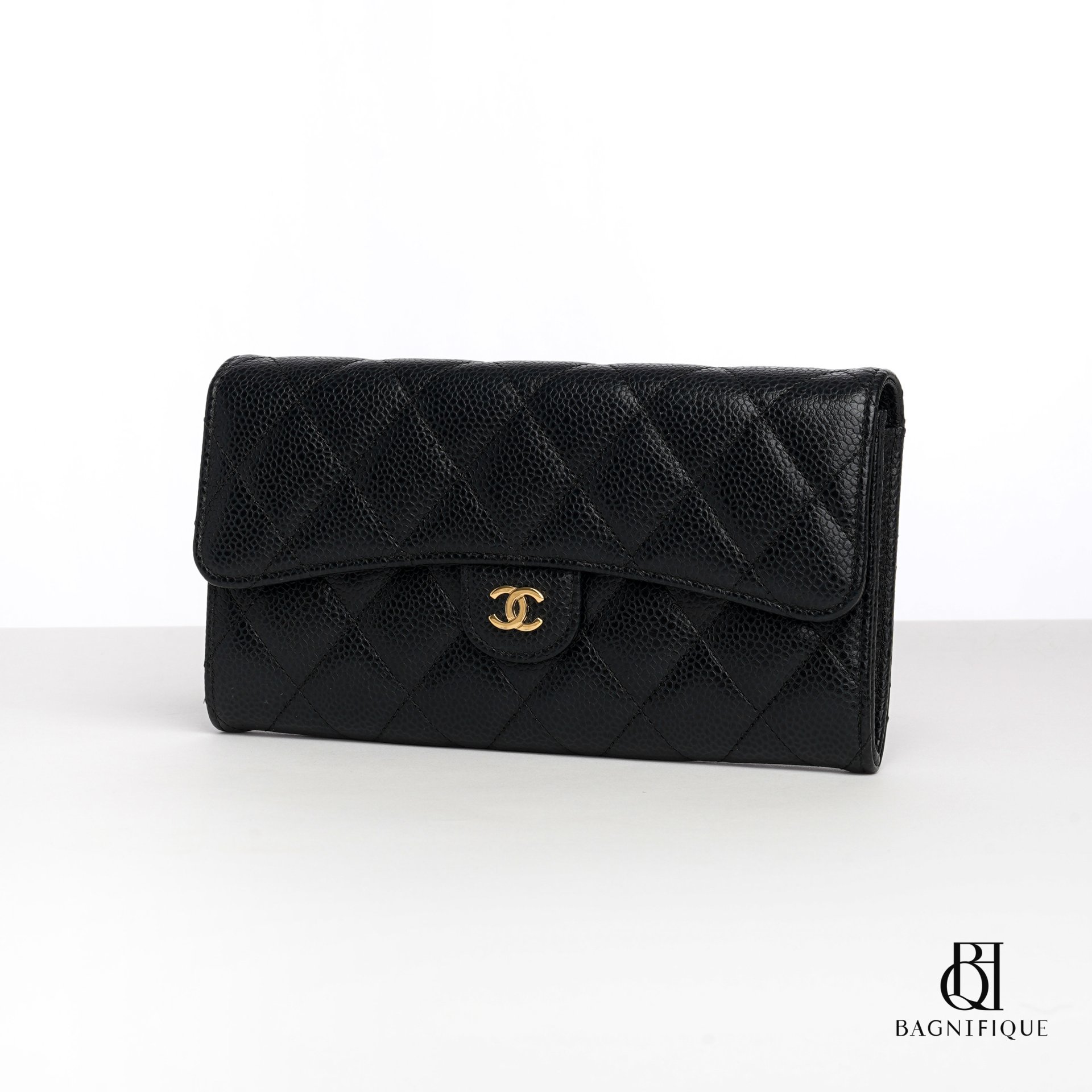 Chanel Classic Long Wallet in Black Caviar GHW