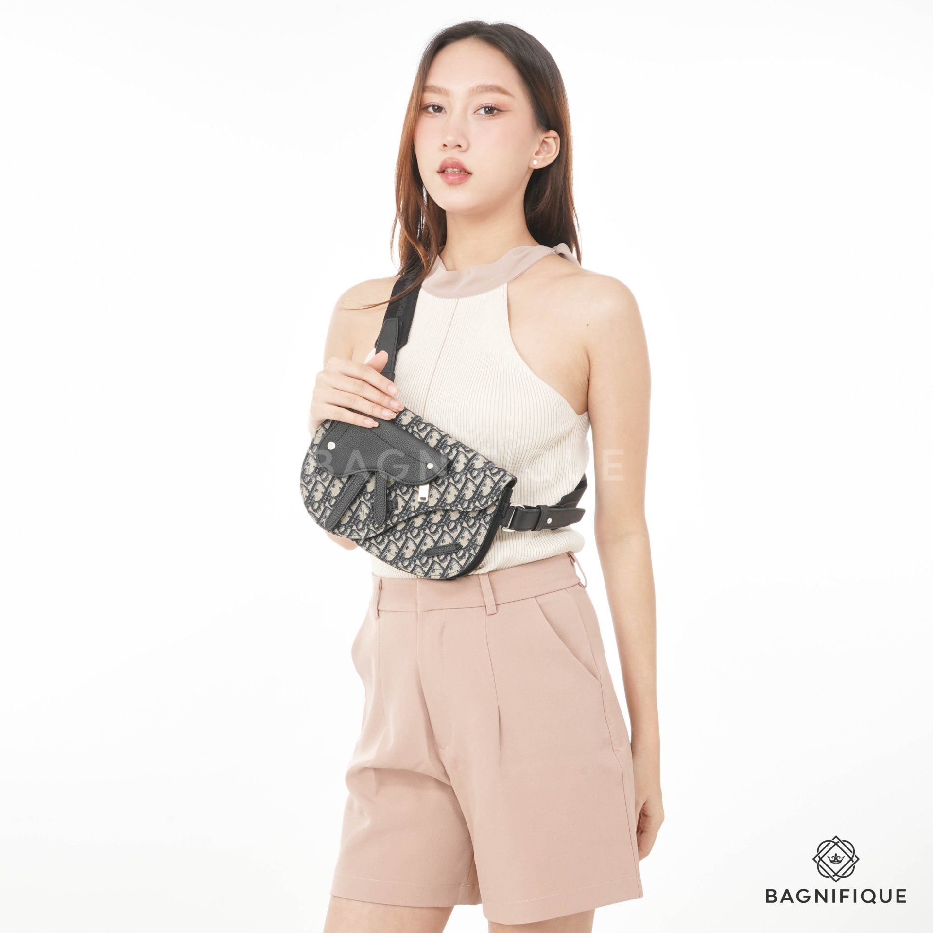 Saddle Bag Beige and Black Dior Oblique Jacquard