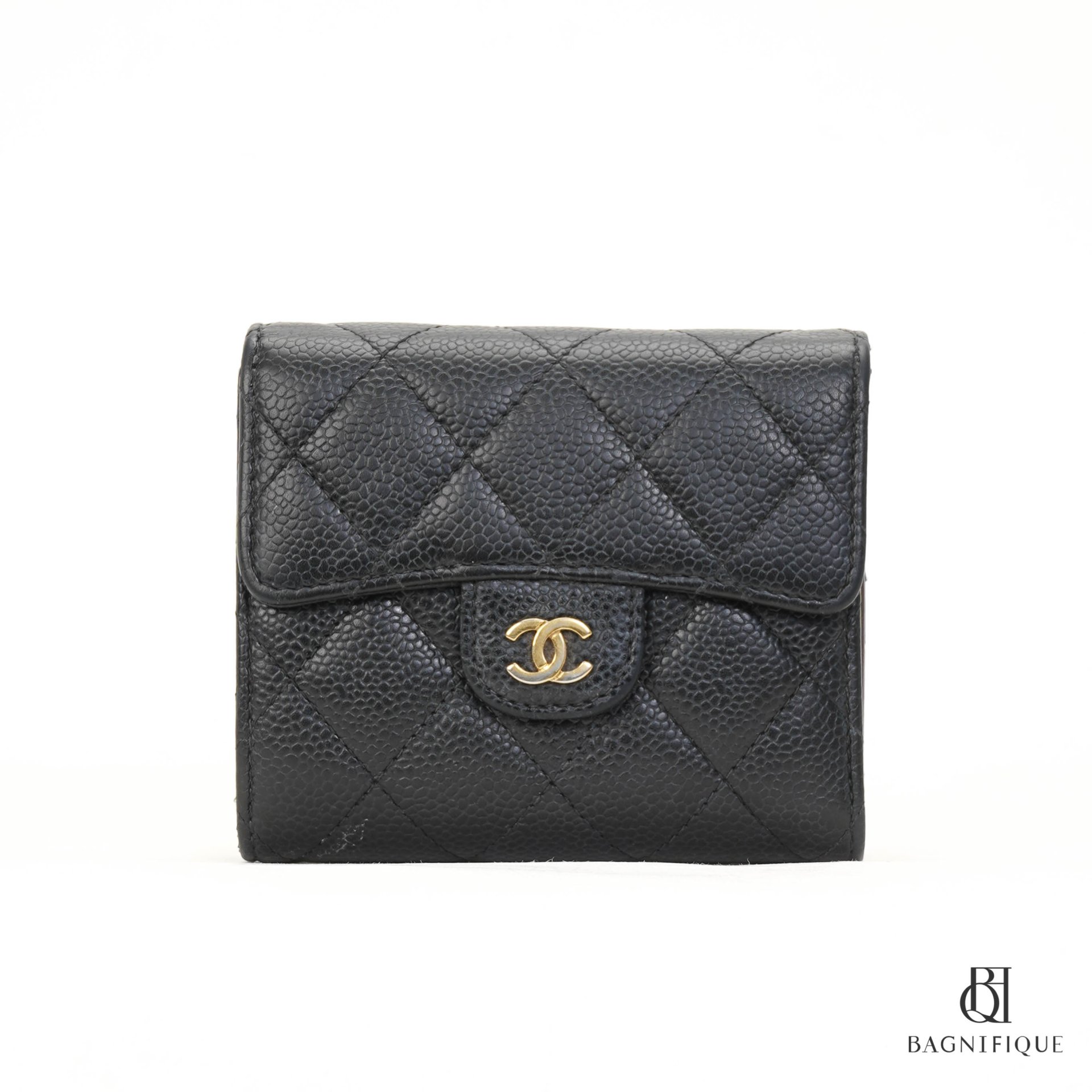 Chanel small trifold wallet black caviar SHW ของใหม พรอมสง  Iris Shop