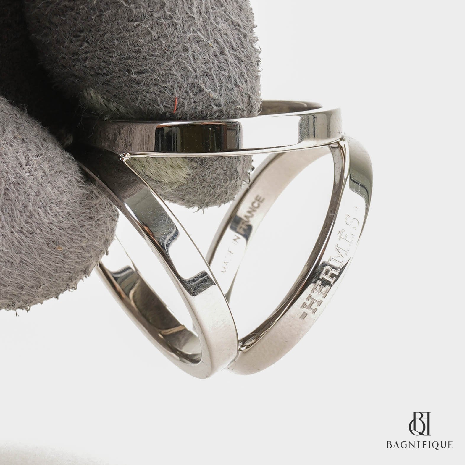 Hermes Trio Scarf Ring, Silver