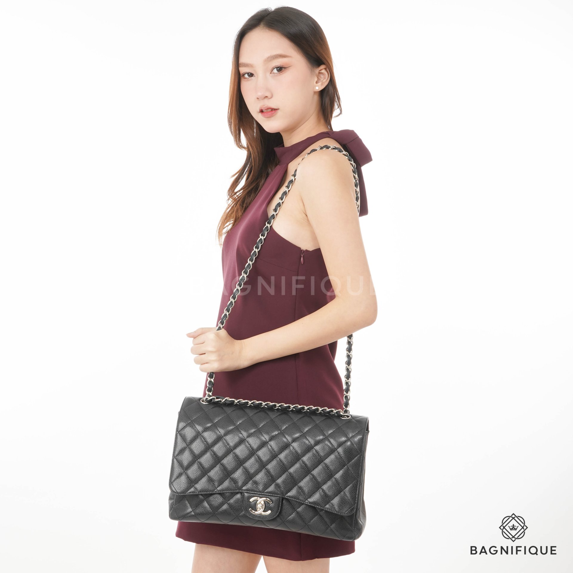 CHANEL MAXI 13 BLACK CAVIAR SHW - bagnifiquethailand CHANEL MAXI 13 BLACK CAVIAR SHW - bagnifiquethailand