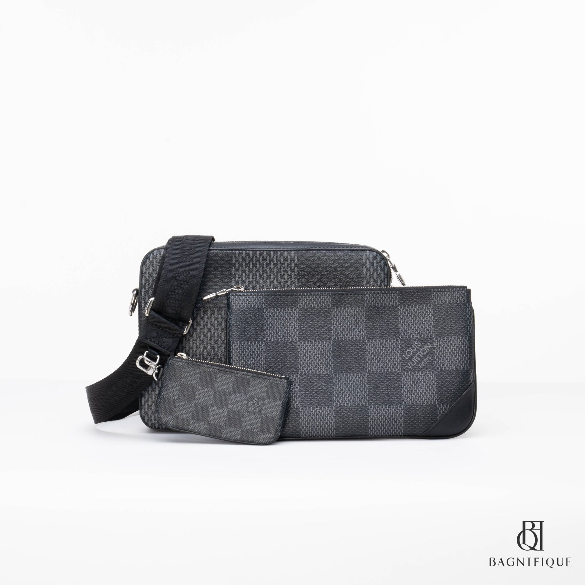 Louis Vuitton Trio Messenger Bag Grey Damier Graphite 3D