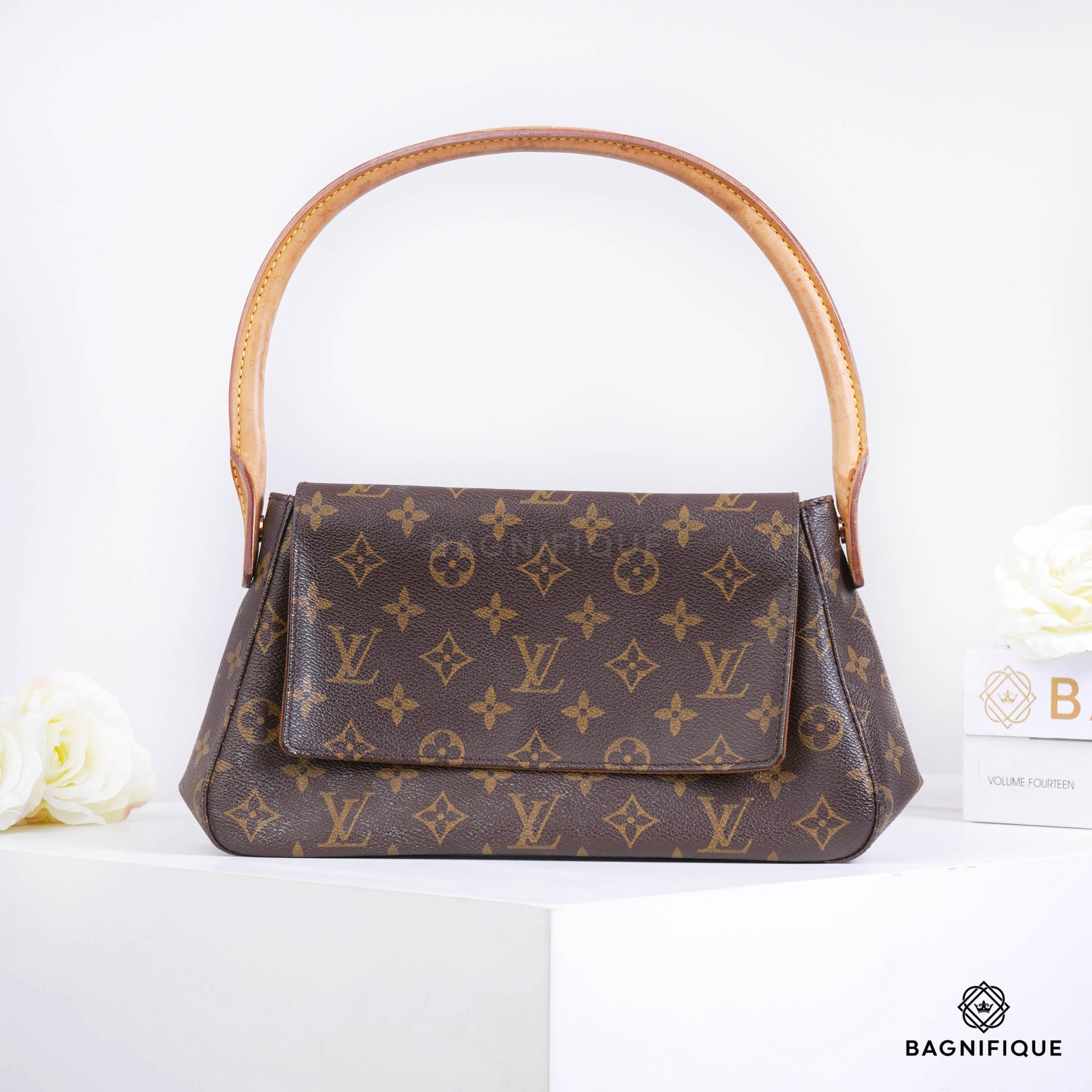 Louis Vuitton Mini Looping Monogram Shoulder Bag Canvas Brown Womens  Brown Rewards  Monetha