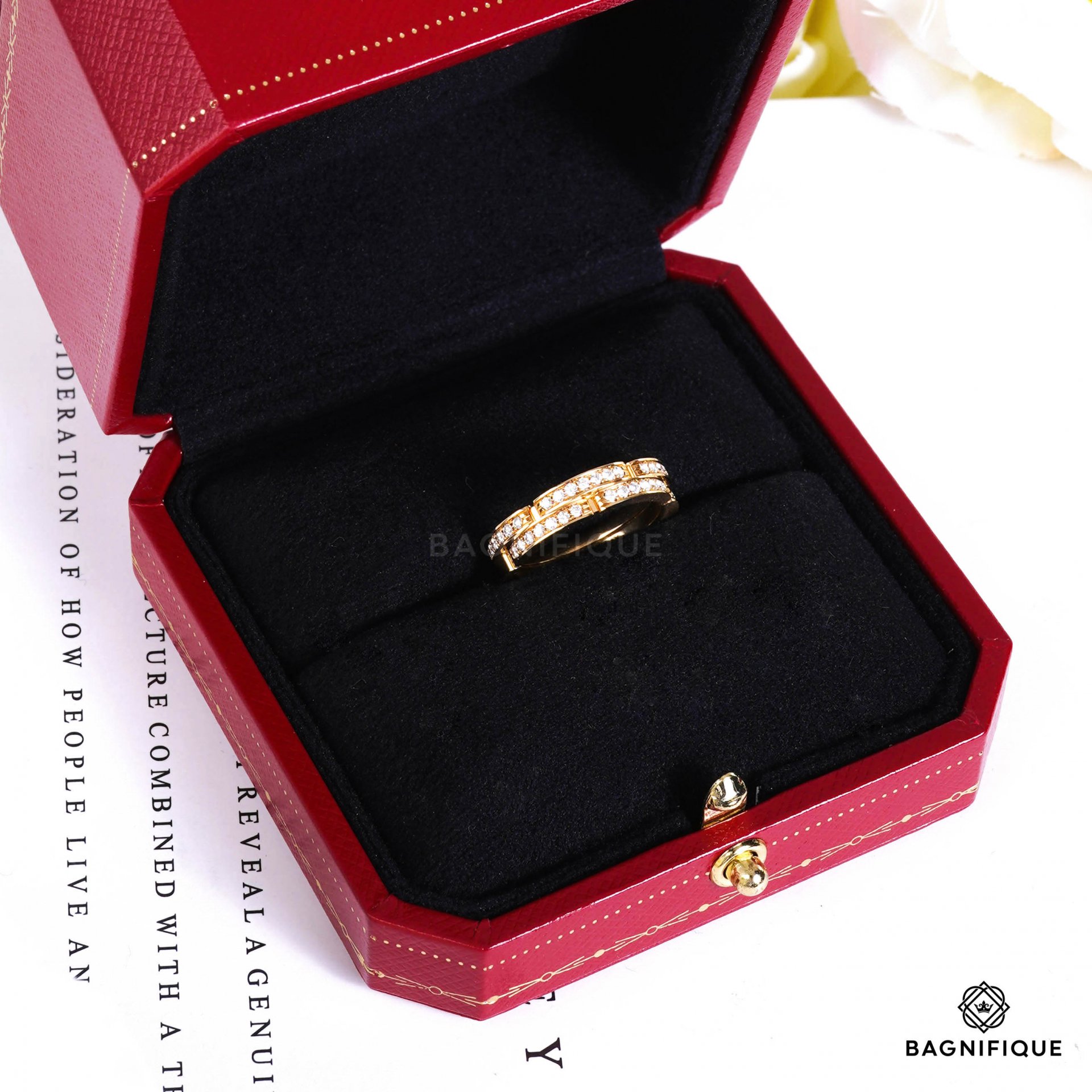 CARTIER GOLD RING TWIST WITH DIAMOND SIZE 51