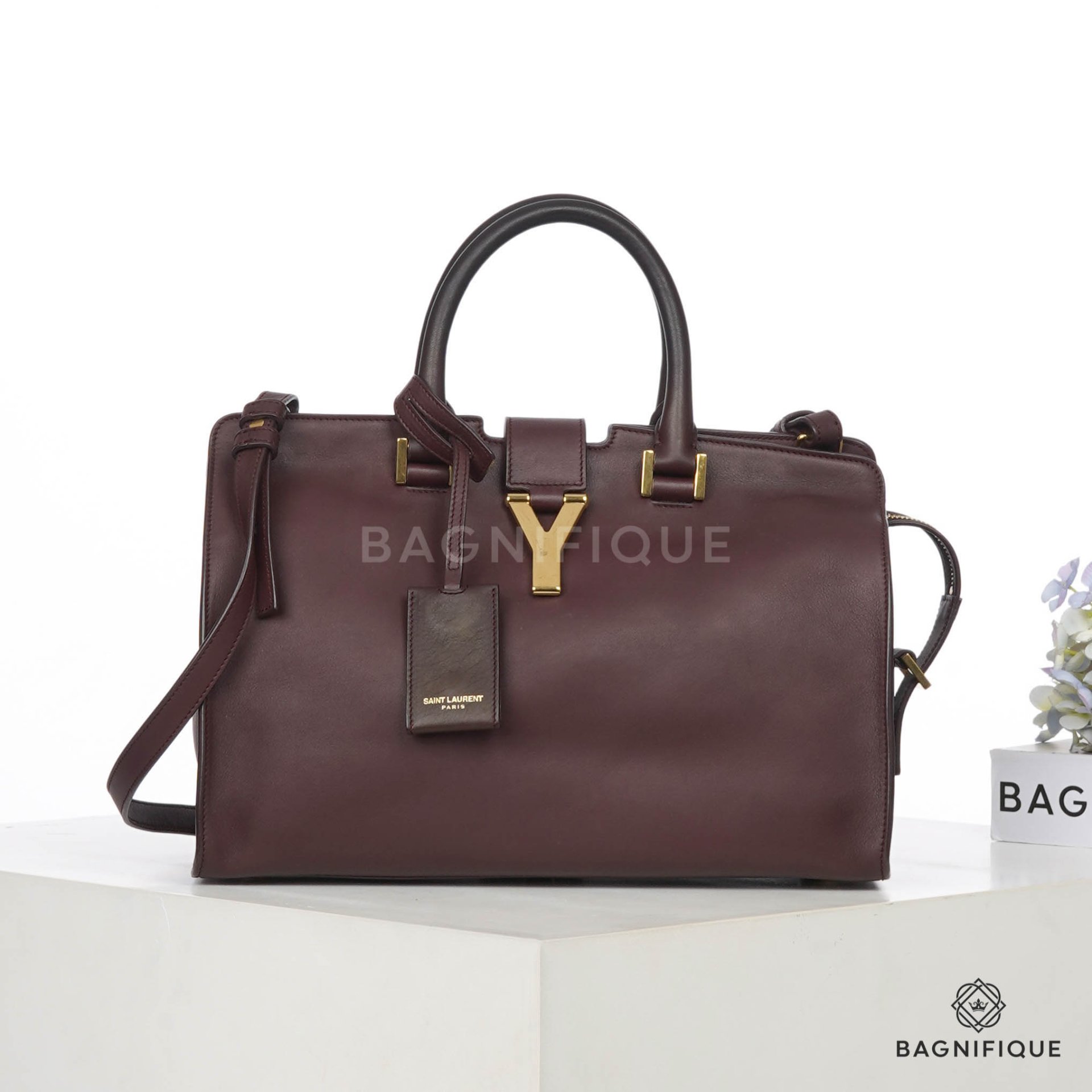 YSL CHYC CABAS MINI BURGANDY CALF GHW 2014