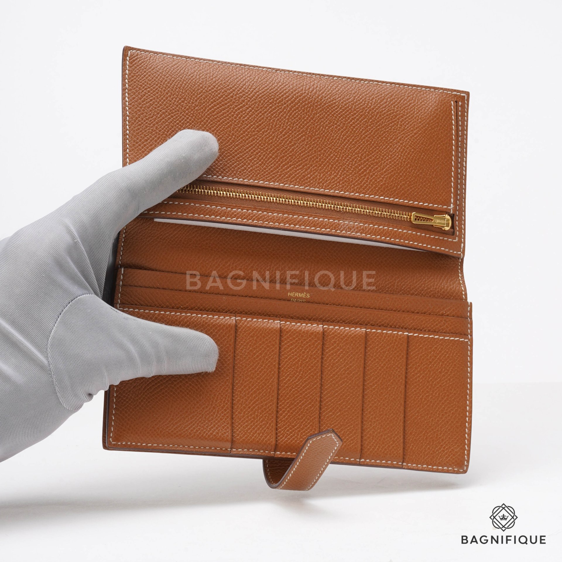 Hermès Bearn Cardholder, Epsom, Gold GHW - Laulay Luxury